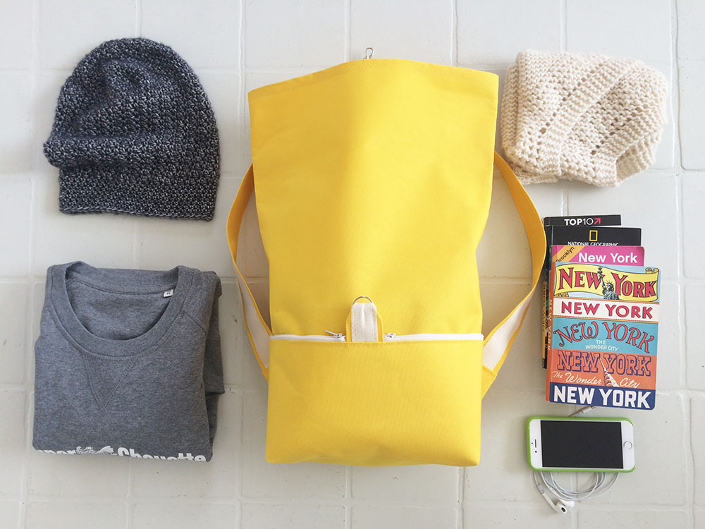 sac a dos jaune rangement