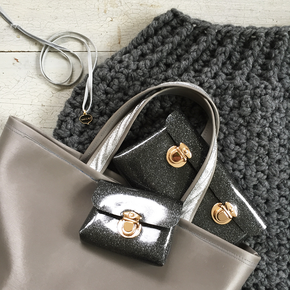 kit crochet et couture XXL sac simili nacré pochette paillette clip bijoux