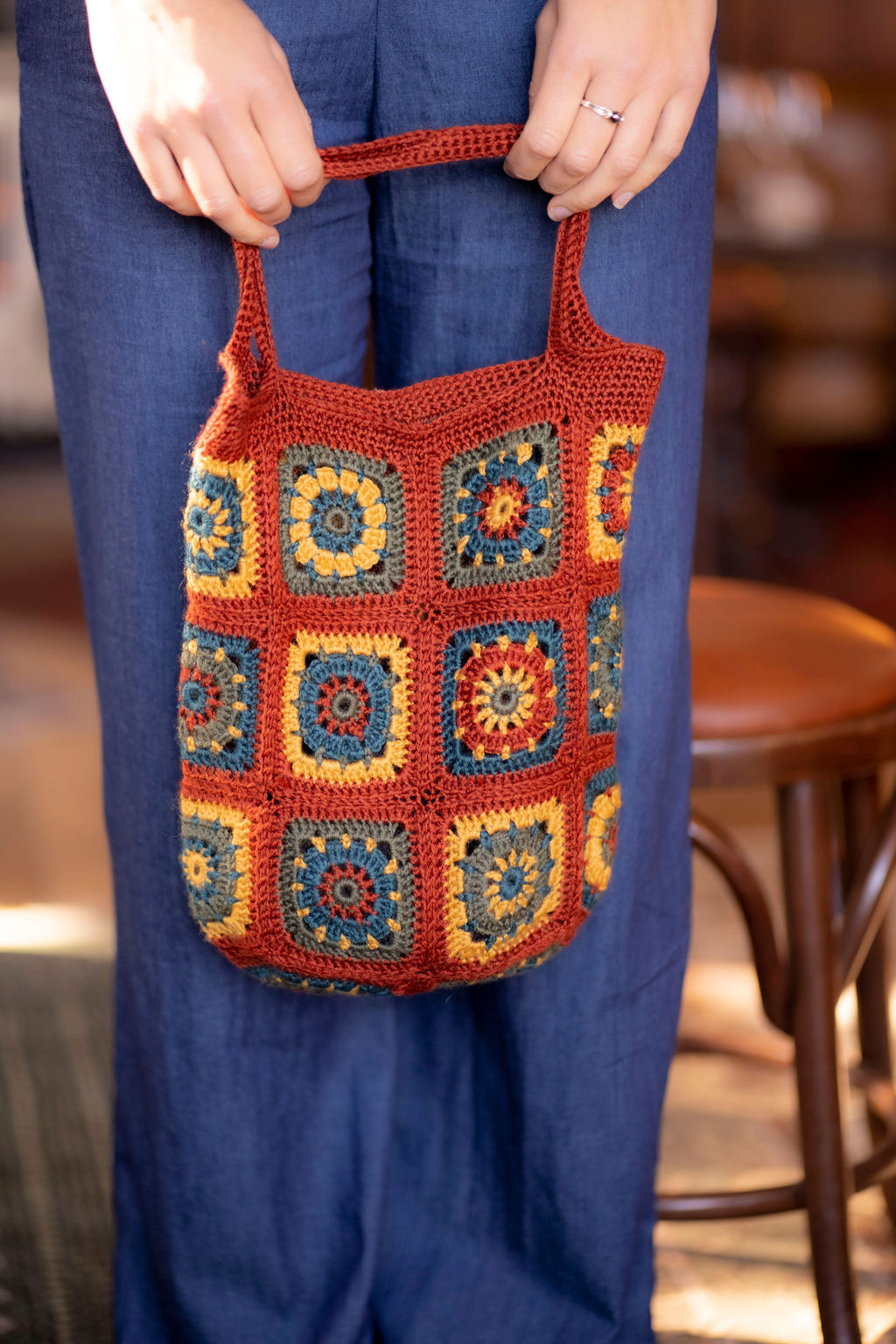 Kit sac crochet granny square, kit diy, sac granny square, sac