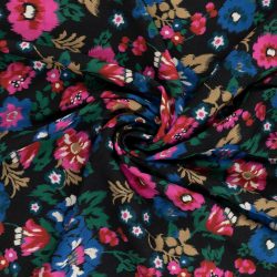 Viscose fond noir fleuri Gingerbread