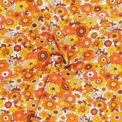 Coton enduit fleuri caramel orange