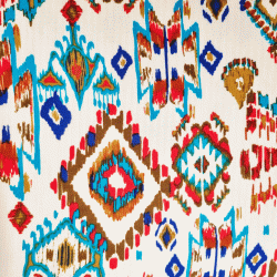 viscose ikat bleu rouge