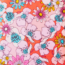 Viscose Champ Fleuri corail