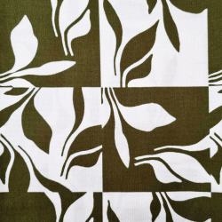 Toile feuillage graphique écru kaki