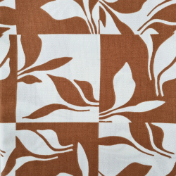 Toile feuillage graphique écru noisette