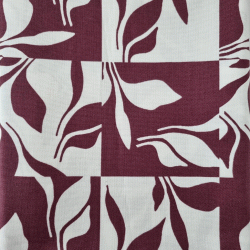 Toile feuillage graphique écru prune