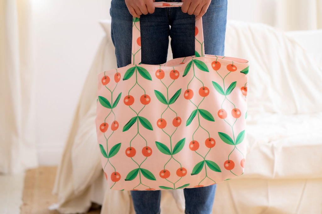 Sac le temps sales des cerises tissu